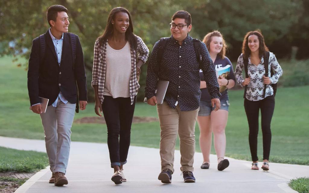 Students from diverse backgrounds walking together